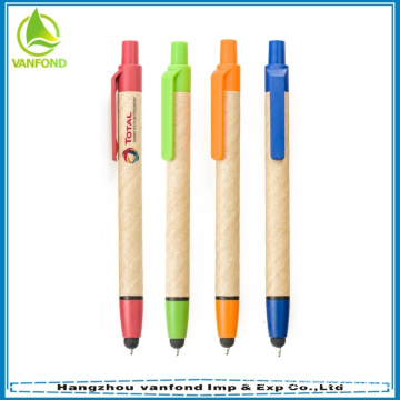 Wholesale Eco friendly pen ,recycled paper pen with stylus and custom logo